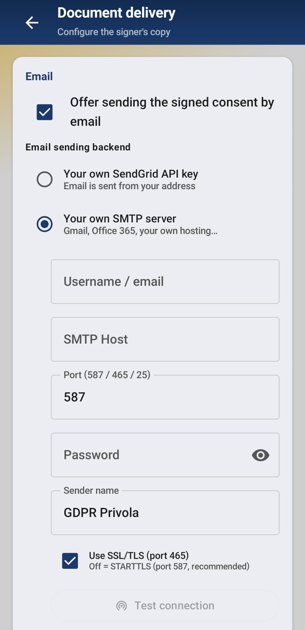 Postavke isporuke emaila / Email delivery settings
